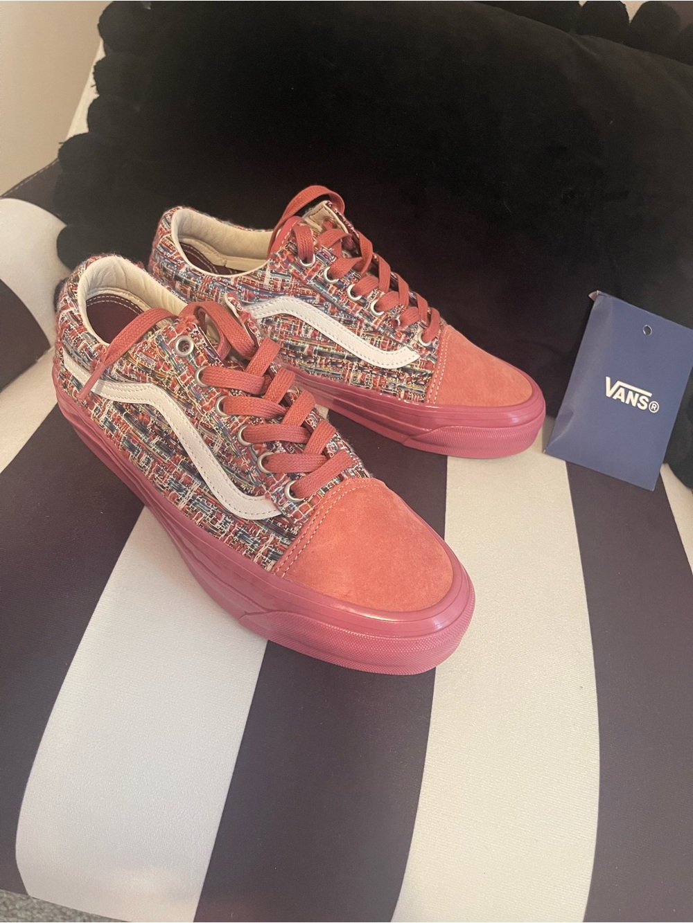 Vans Women's Pink Tweed Old Skool Platform Sneakers
